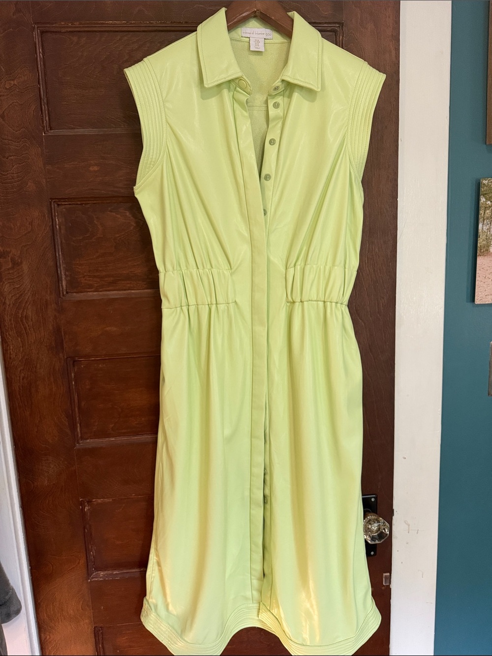 House of Harlow 1960 lime green Faux leather Dress